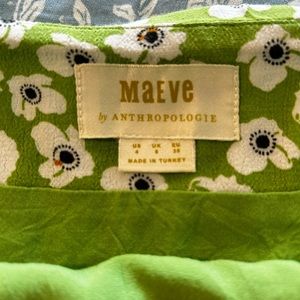 Maeve by Anthropologie Green Floral Skirt Size 4
